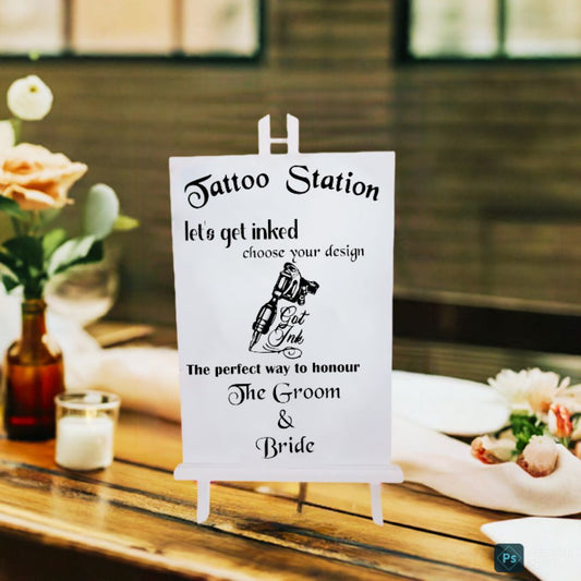 A4 size Tattoo Station sign with or without easel