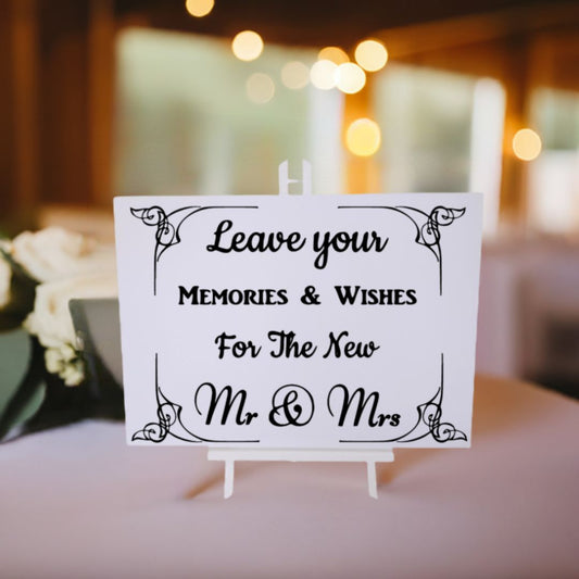 A3 size 'Memories & Wishes' sign for cards / guest books